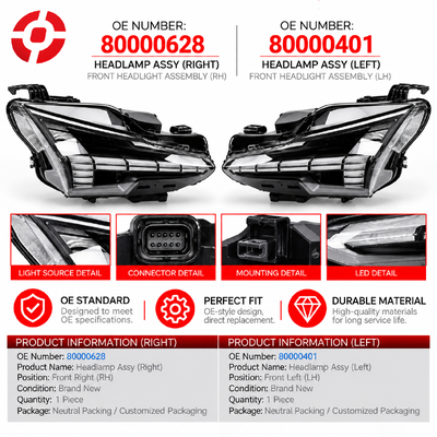 High Quality Front LED Headlight Assemblies Right Left 80000628 80000401 for EX30 2024-2026 Headlamp Replacement Parts