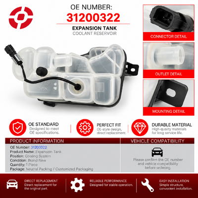 High Quality Engine Coolant Expansion Tank Reservoir 31200322 for Cooling System Coolant Overflow Bottle Replacement Parts