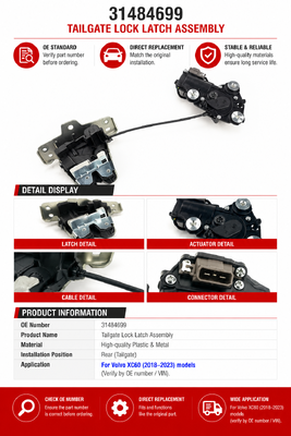 High Quality Rear Tailgate Lock Latch Actuator 31484699 for XC40 I XC60 II XC90 II V60 II Keyless Entry